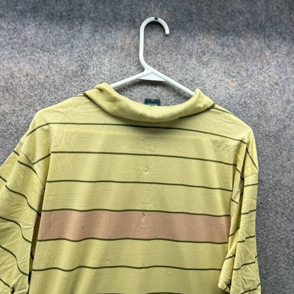 Hugo Boss Polo Shirt Mens XL Yellow Stripes Preppy Mesh Golf Baumwolle Casual - Picture 10 of 11